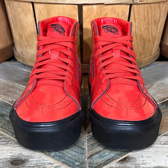 Vans Sk8-Hi Platform 2 David Bowie Ziggy Stardust Red Patent Sneaker Womens 6.5 - Picture 5 of 12